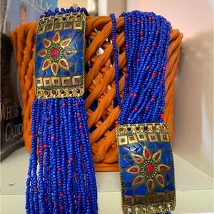 Multiple sting necklace/ indigo blue / boho